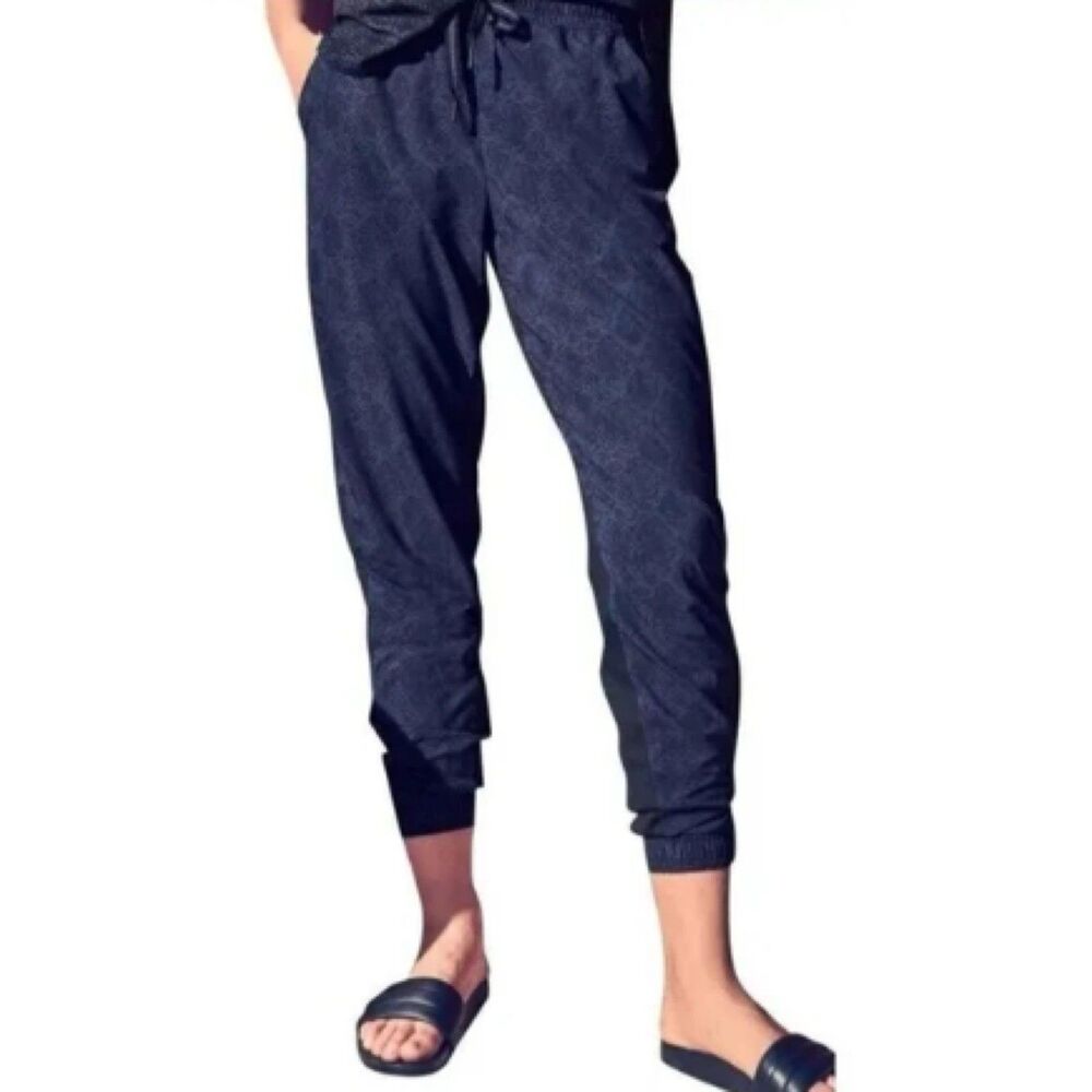 Athleta Size 6 Brooklyn Jogger in Blue Python Drawstring Stretch Pockets
